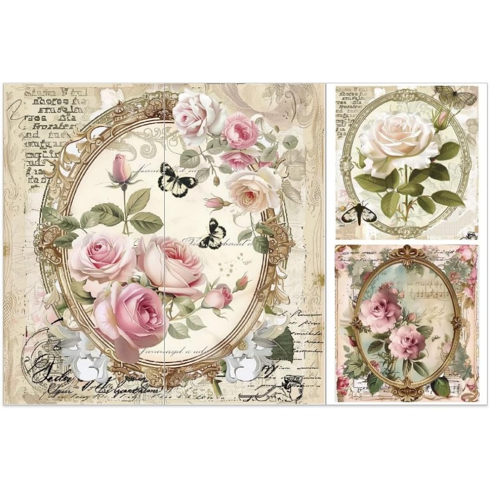 Ink Blotter Paper - 3pcs/Set Rose Rub on Transfers for
