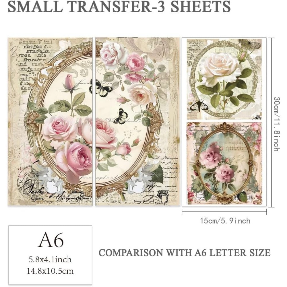 3pcs/Set Rose Rub on Transfers - đánh giá và giá Ink Blotter Paper